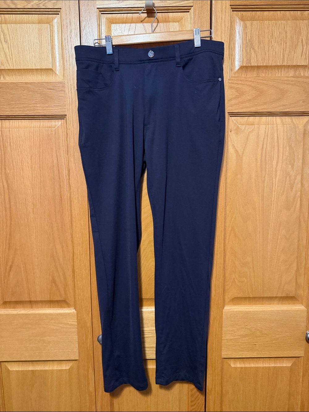 Collars & Co Mens CEO Tech Pull-On Pants Navy Blue 34x32 Business Casual